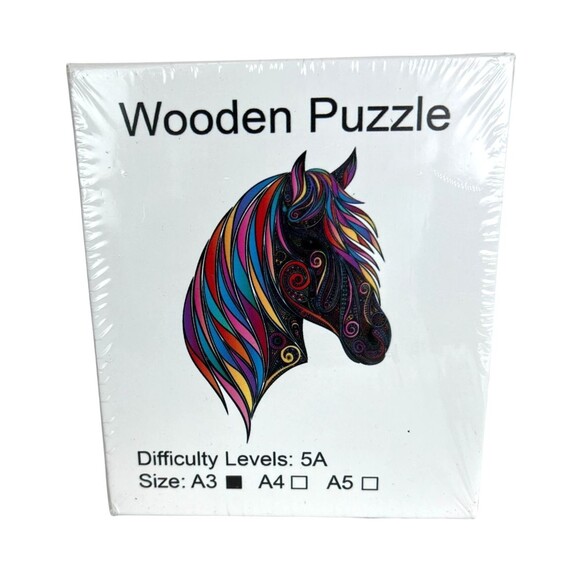 Small Colorful Horse Head Jigsaw Puzzle Wooden Puzzle  NEW SEALED - Picture 1 of 2